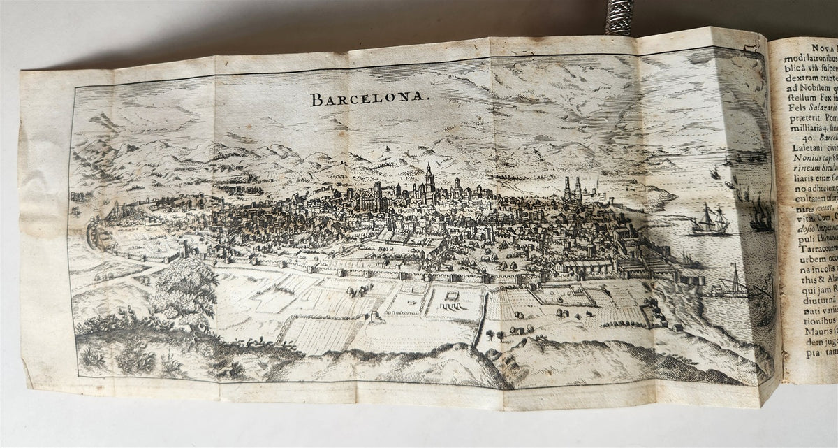 1656 HISPANIAE et LUSITANIAE antique ILLUSTRATED w/ MAPS vellum binding w/clasps