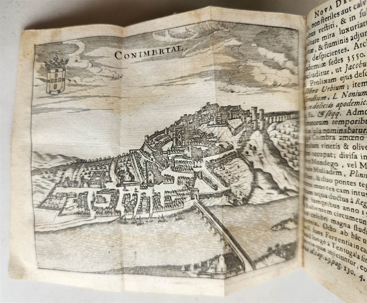 1656 HISPANIAE et LUSITANIAE antique ILLUSTRATED w/ MAPS vellum binding w/clasps