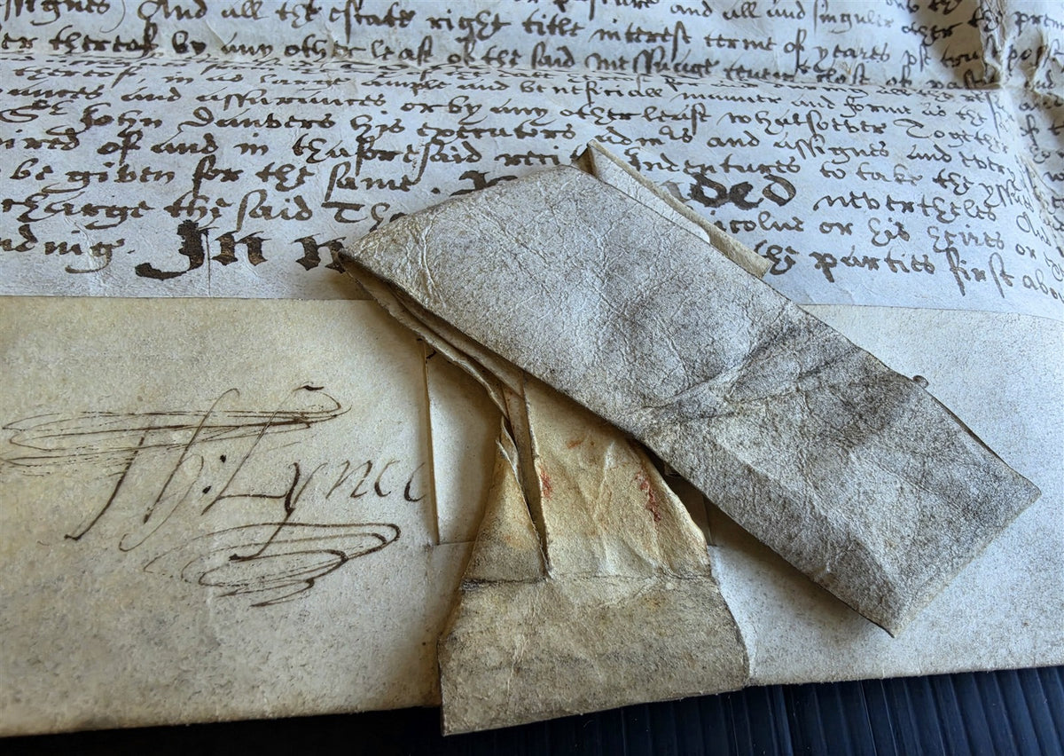 1617 MANUSCRIPT INDENTURE on VELLUM in ENGLISH Roughton Earl of Lincoln antique