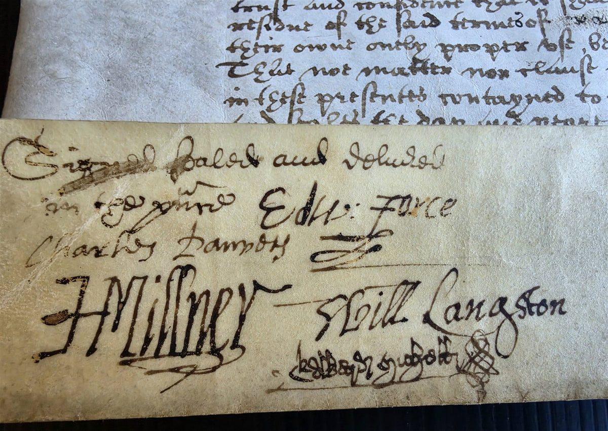 1617 MANUSCRIPT INDENTURE on VELLUM in ENGLISH Roughton Earl of Lincoln antique