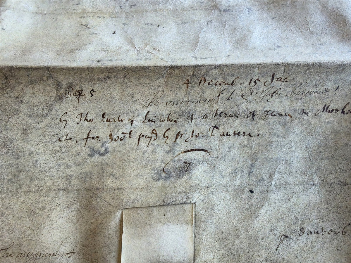 1617 MANUSCRIPT INDENTURE on VELLUM in ENGLISH Roughton Earl of Lincoln antique