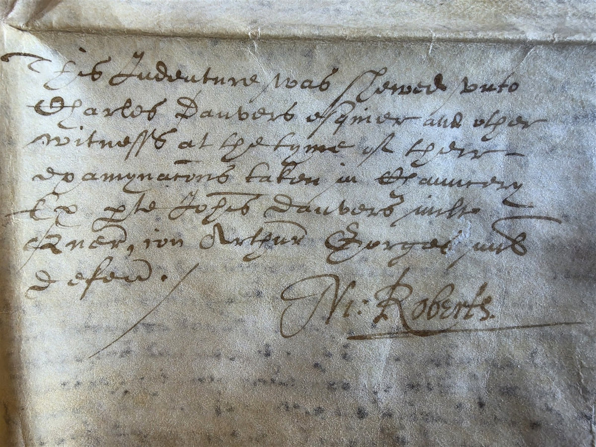 1617 MANUSCRIPT INDENTURE on VELLUM in ENGLISH Roughton Earl of Lincoln antique