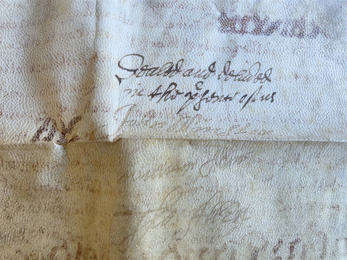 1600s MANUSCRIPT INDENTURE on VELLUM in ENGLISH antique 13 x 26"