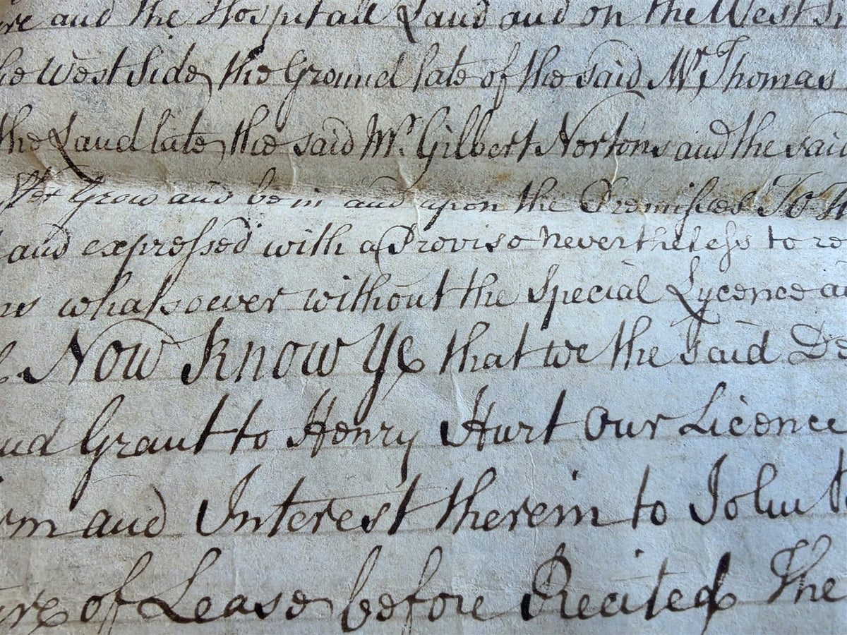 1753 MANUSCRIPT INDENTURE on VELLUM in ENGLISH antique LEASE of LAND 17x21.5"