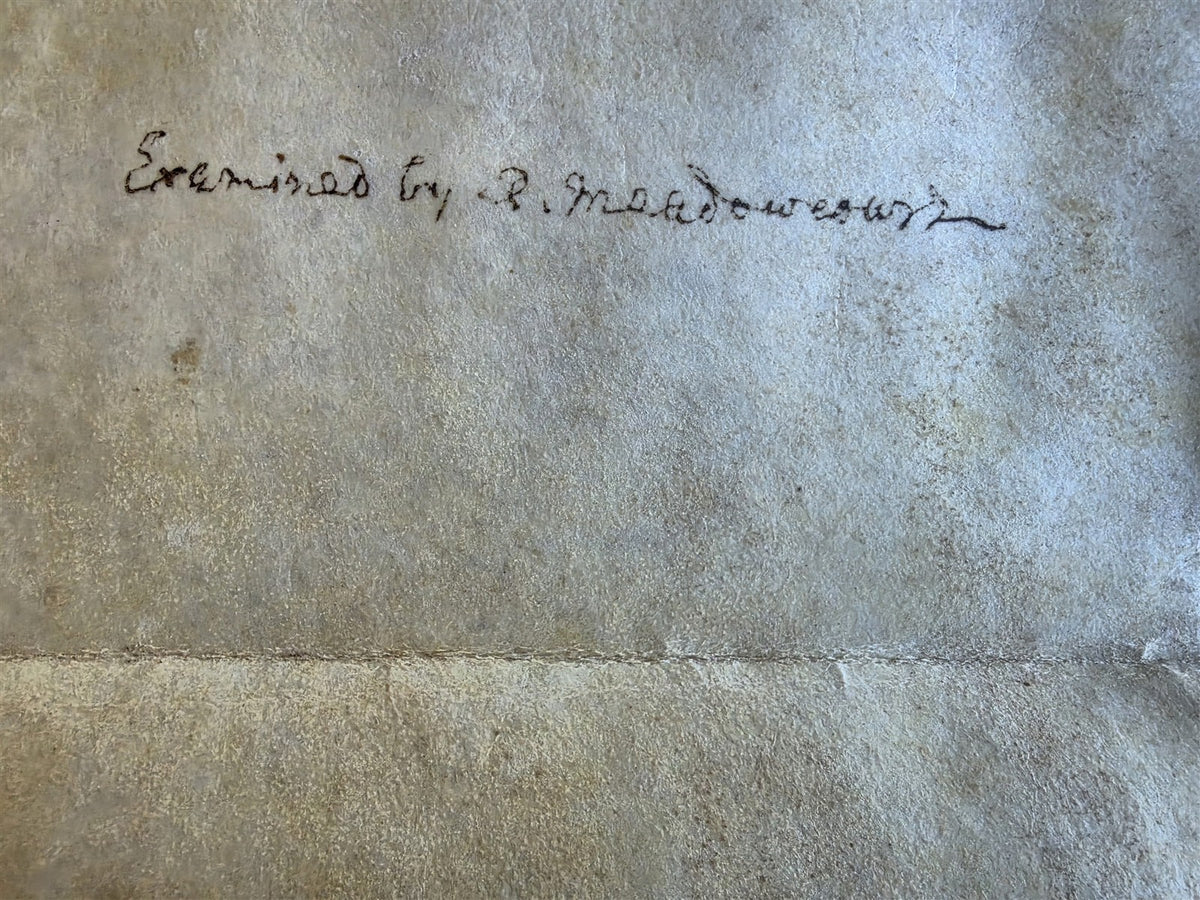 1753 MANUSCRIPT INDENTURE on VELLUM in ENGLISH antique LEASE of LAND 17x21.5"