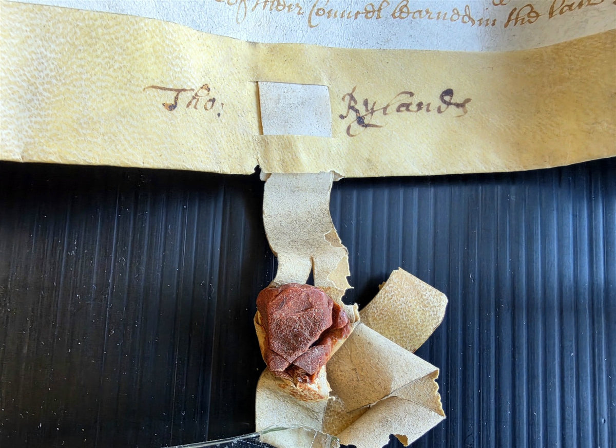 1685 MANUSCRIPT INDENTURE on VELLUM in ENGLISH antique 20x24.5"