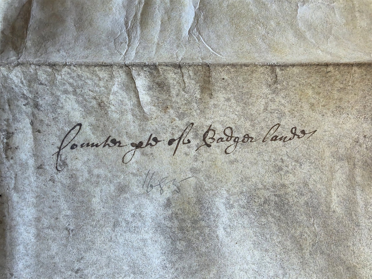 1685 MANUSCRIPT INDENTURE on VELLUM in ENGLISH antique 20x24.5"