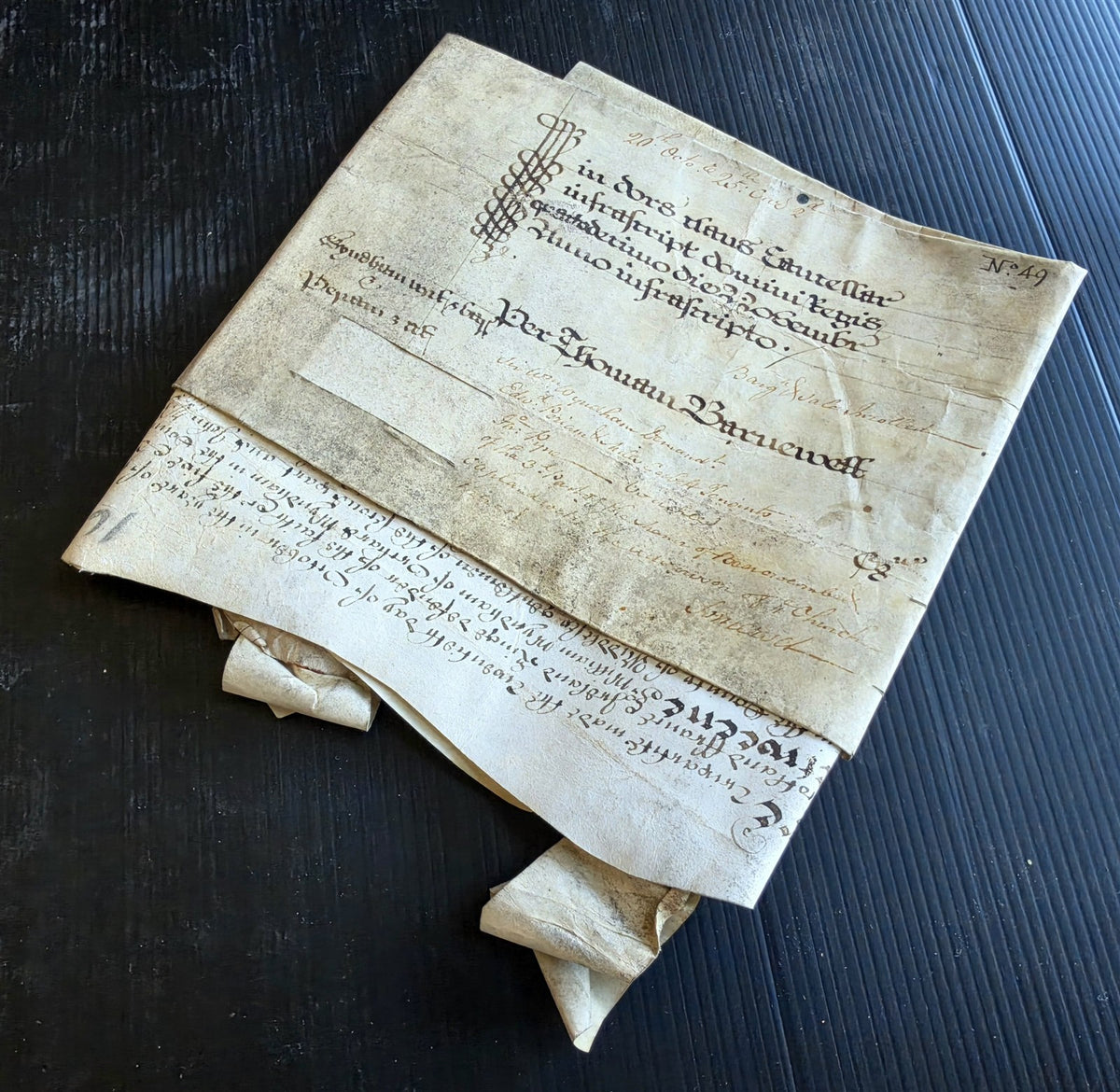 1673 MANUSCRIPT INDENTURE on VELLUM w/ WAX SEAL in ENGLISH antique 14.5x24"