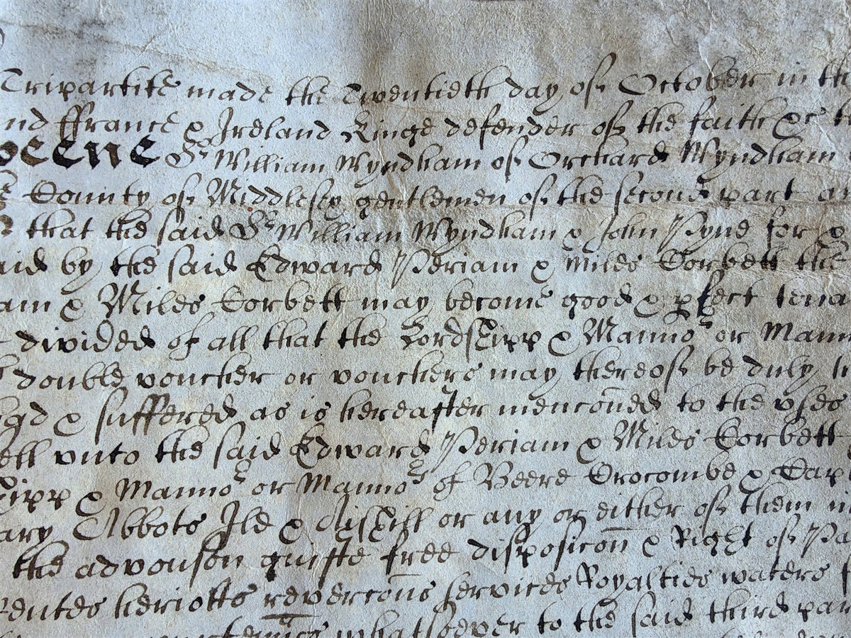 1673 MANUSCRIPT INDENTURE on VELLUM w/ WAX SEAL in ENGLISH antique 14.5x24"