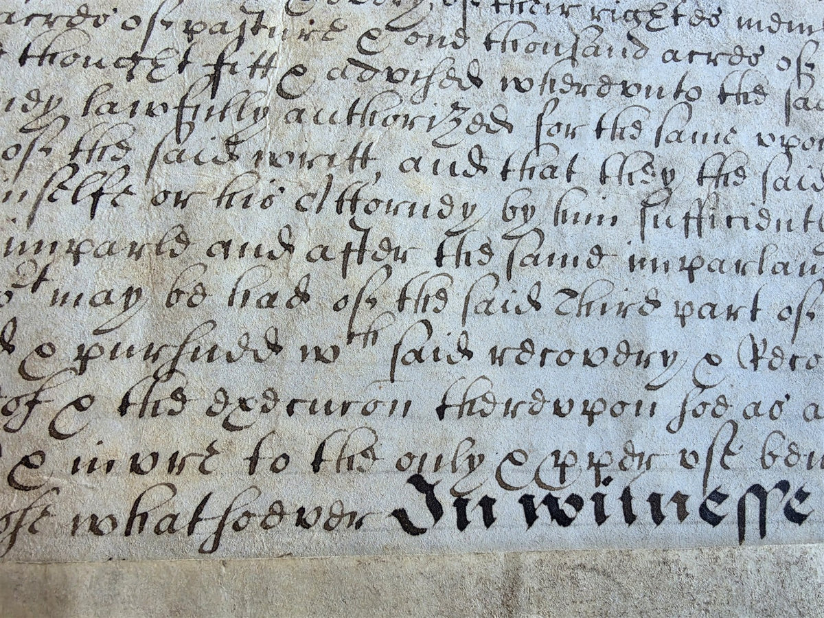 1673 MANUSCRIPT INDENTURE on VELLUM w/ WAX SEAL in ENGLISH antique 14.5x24"