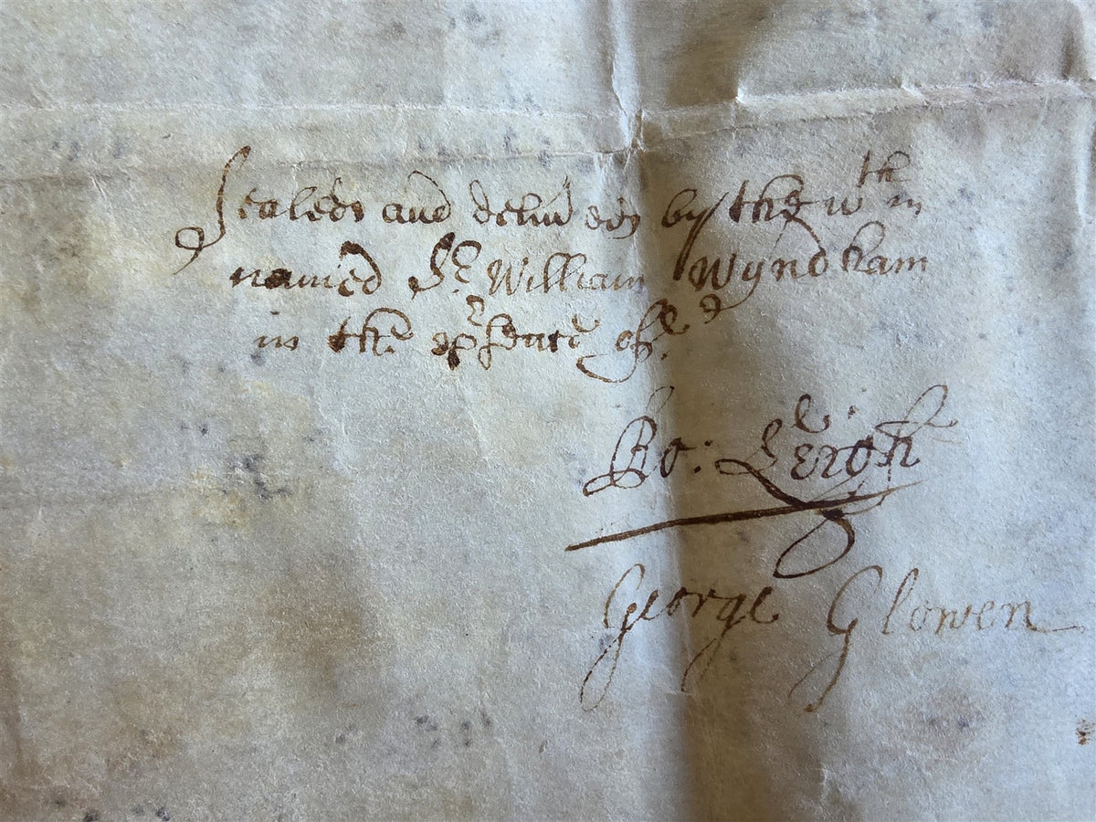 1673 MANUSCRIPT INDENTURE on VELLUM w/ WAX SEAL in ENGLISH antique 14.5x24"