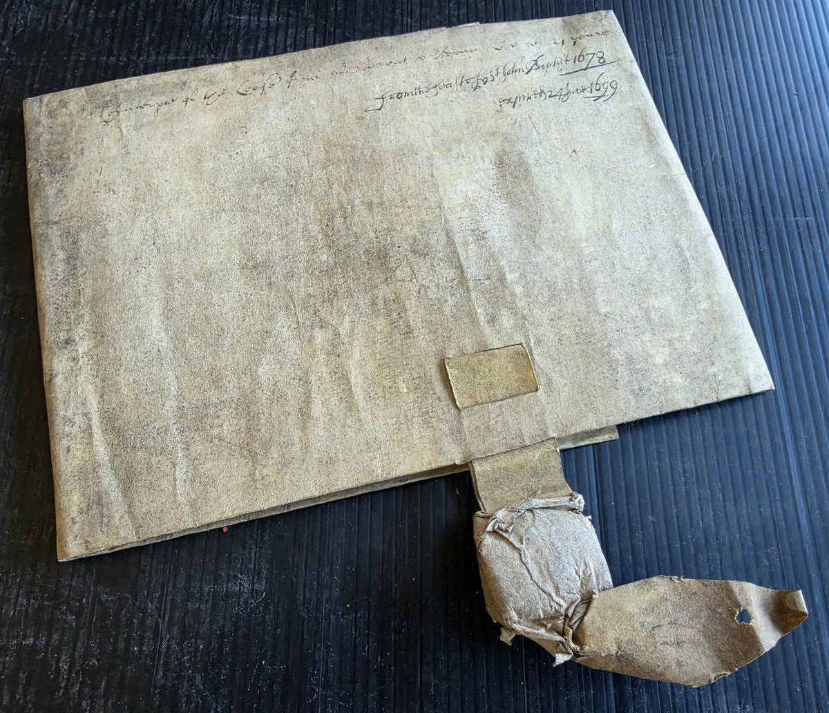 1678-1699 MANUSCRIPT INDENTURE on VELLUM w/ WAX SEAL in ENGLISH antique 15.5x22"