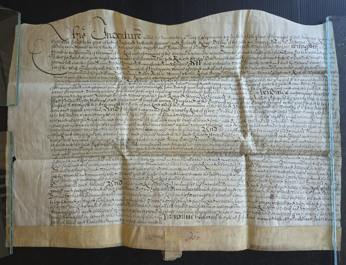 1678-1699 MANUSCRIPT INDENTURE on VELLUM w/ WAX SEAL in ENGLISH antique 15.5x22"