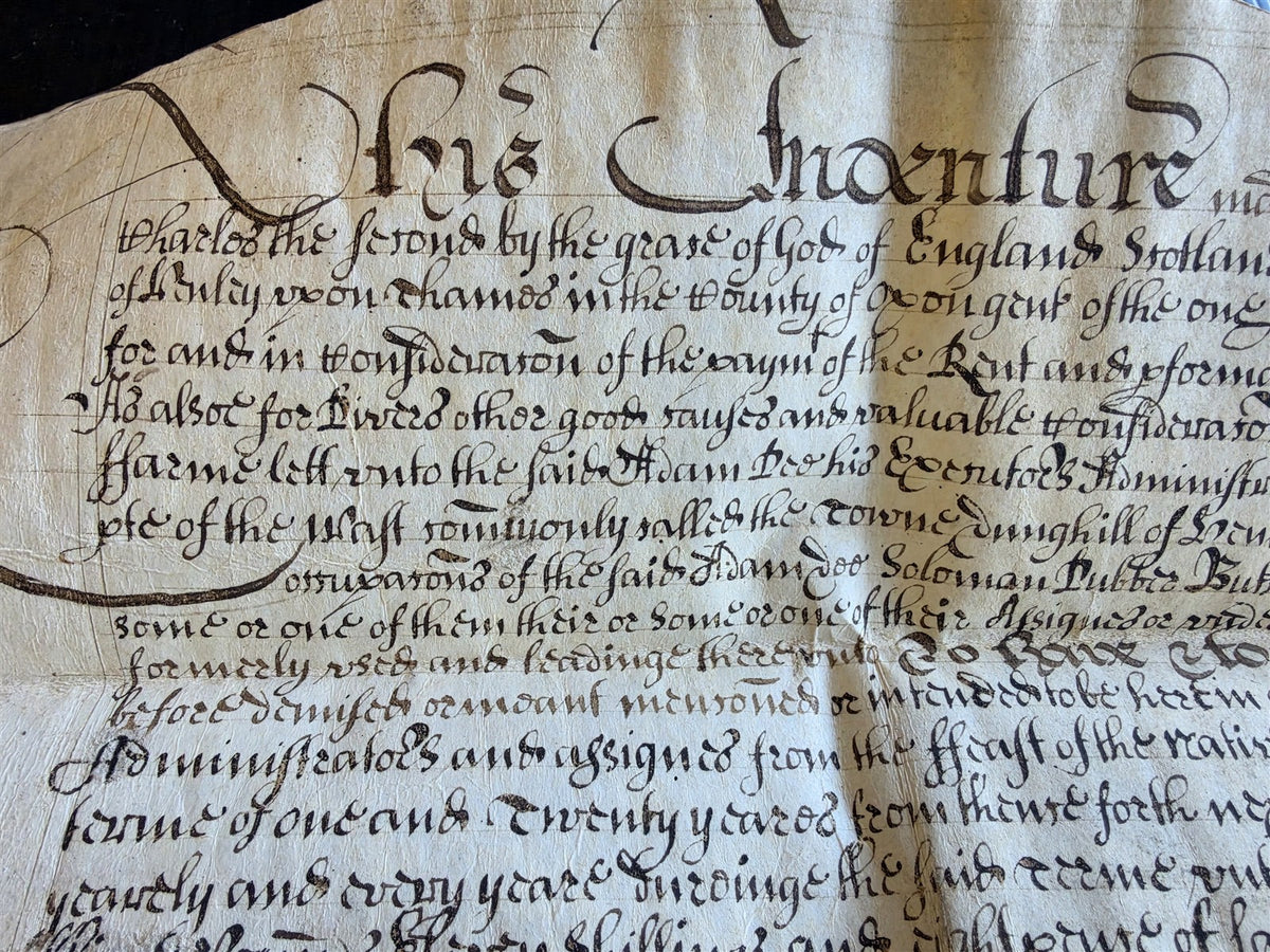 1678-1699 MANUSCRIPT INDENTURE on VELLUM w/ WAX SEAL in ENGLISH antique 15.5x22"