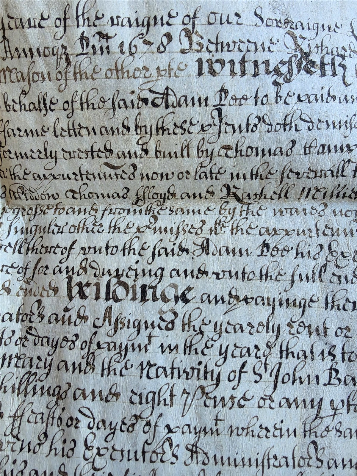1678-1699 MANUSCRIPT INDENTURE on VELLUM w/ WAX SEAL in ENGLISH antique 15.5x22"