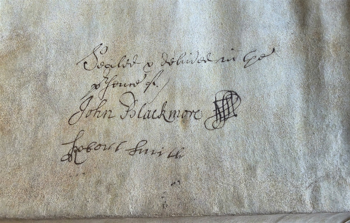 1678-1699 MANUSCRIPT INDENTURE on VELLUM w/ WAX SEAL in ENGLISH antique 15.5x22"