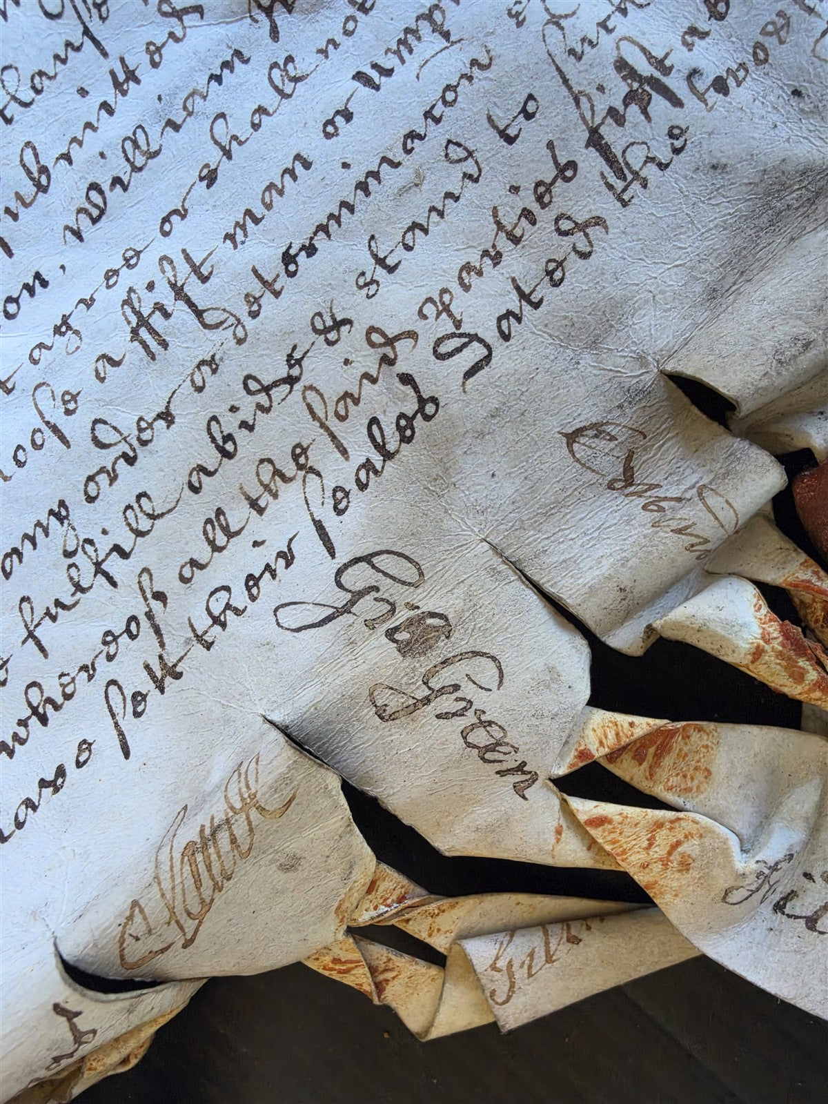 17th century MANUSCRIPT INDENTURE on VELLUM in ENGLISH antique 23x28"