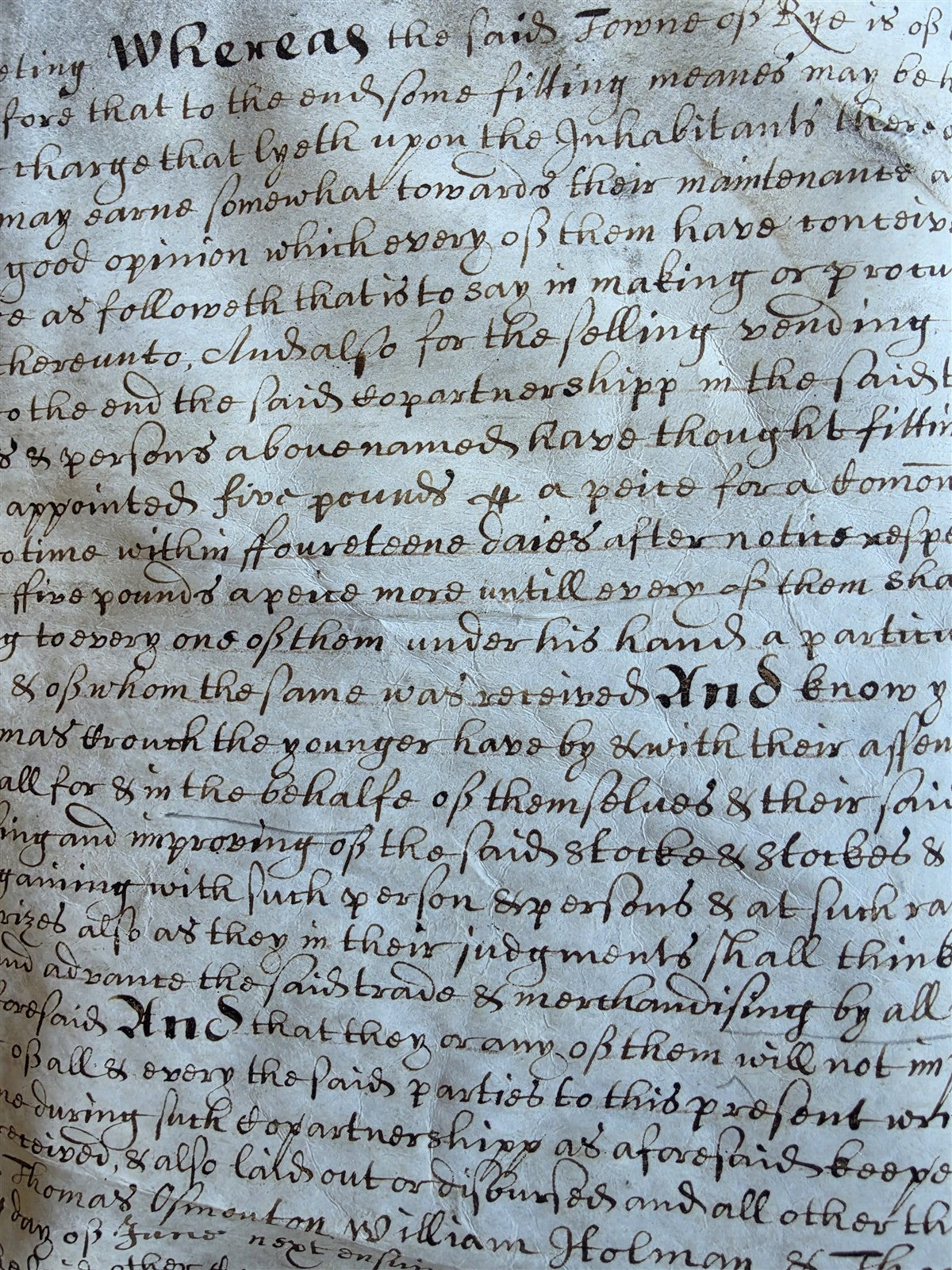 17th century MANUSCRIPT INDENTURE on VELLUM in ENGLISH antique 23x28"