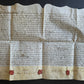 17th century MANUSCRIPT INDENTURE on VELLUM in ENGLISH w/ 4 WAX SEALS antique