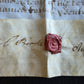 17th century MANUSCRIPT INDENTURE on VELLUM in ENGLISH w/ 4 WAX SEALS antique