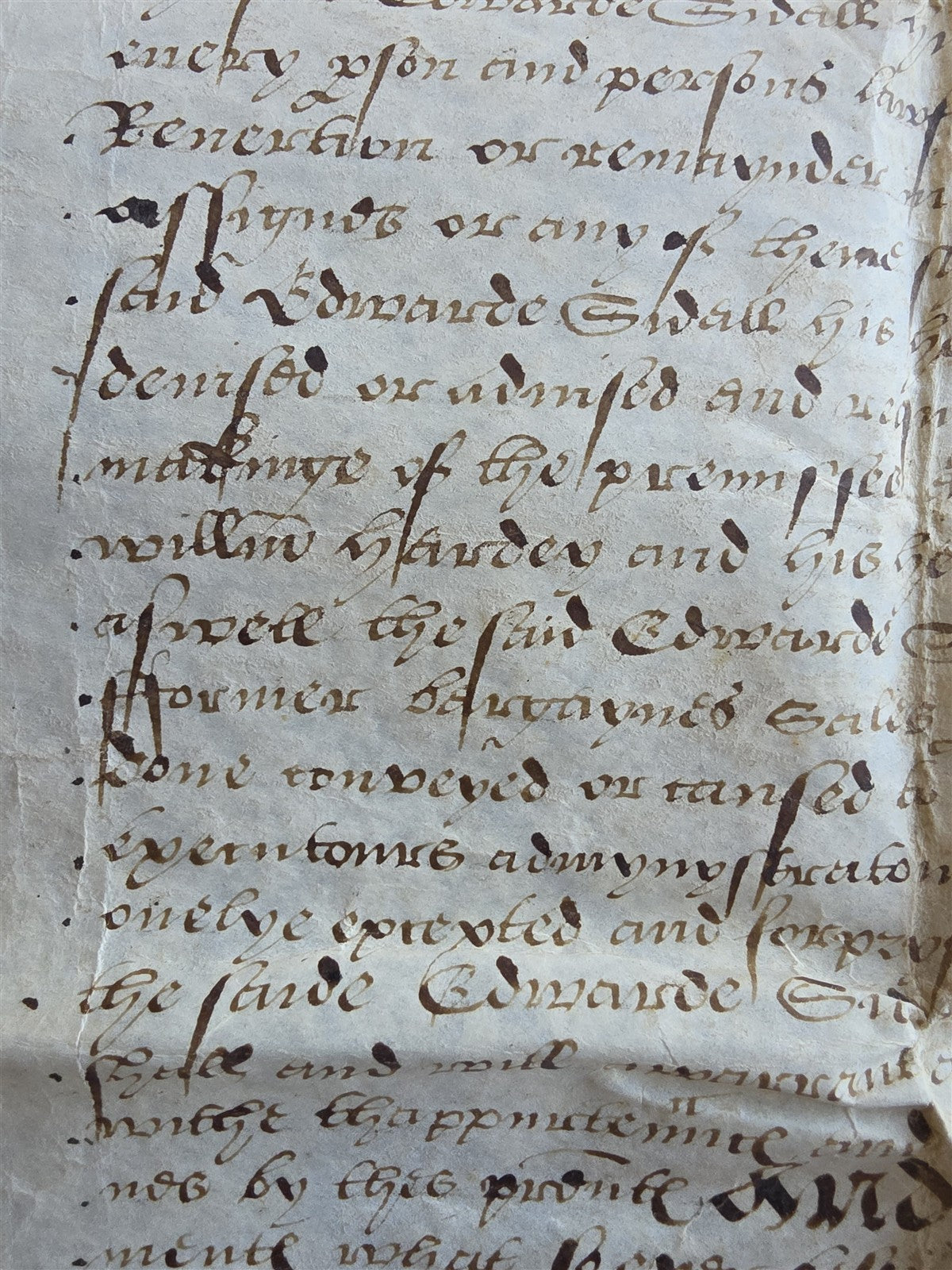 1569 MANUSCRIPT INDENTURE on VELLUM in ENGLISH antique 14 x 21"