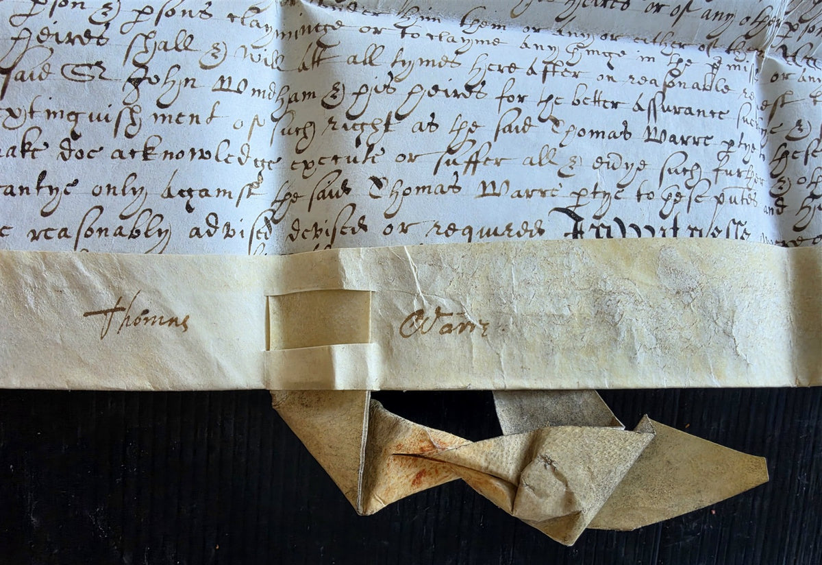 late 17th century MANUSCRIPT INDENTURE on VELLUM in ENGLISH antique 14 x19"