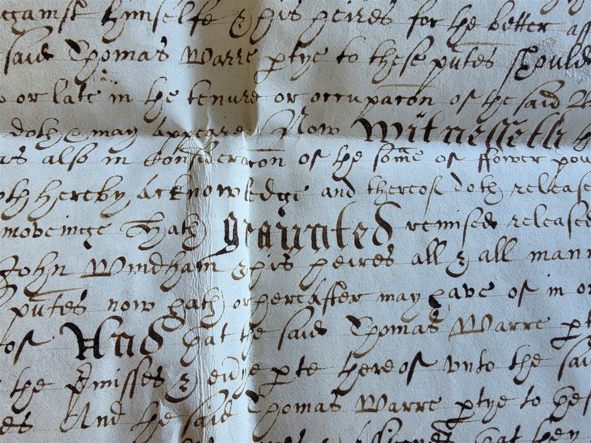 late 17th century MANUSCRIPT INDENTURE on VELLUM in ENGLISH antique 14 x19"
