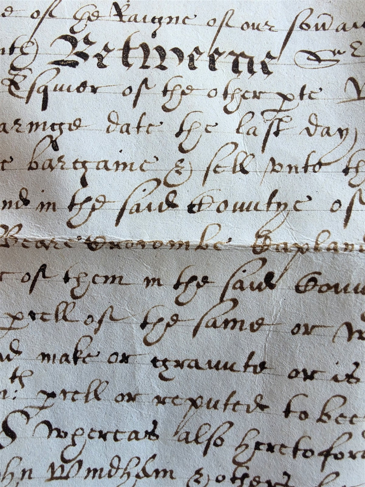 late 17th century MANUSCRIPT INDENTURE on VELLUM in ENGLISH antique 14 x19"