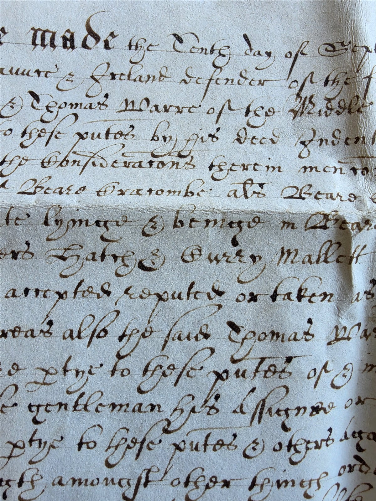 late 17th century MANUSCRIPT INDENTURE on VELLUM in ENGLISH antique 14 x19"