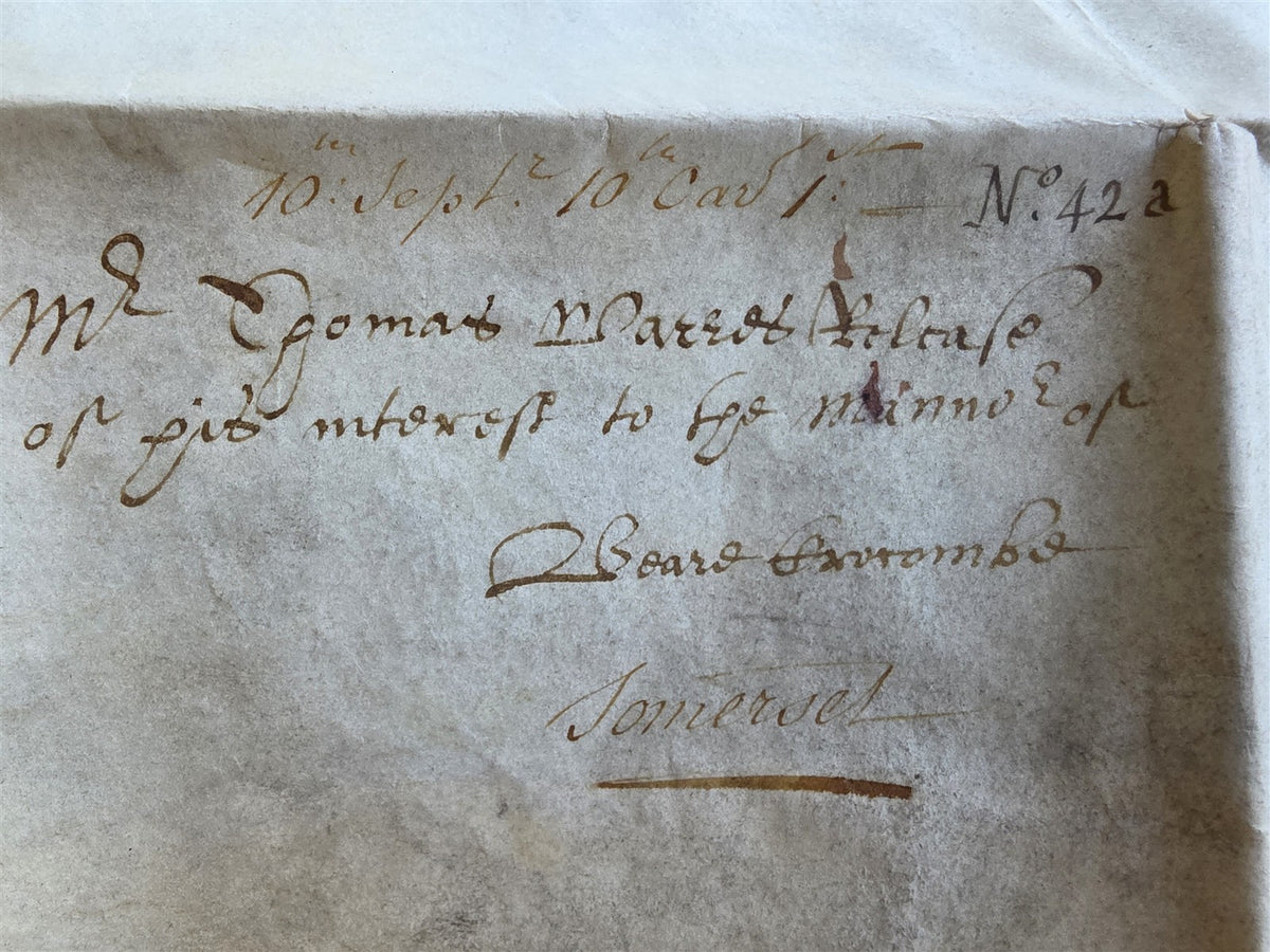late 17th century MANUSCRIPT INDENTURE on VELLUM in ENGLISH antique 14 x19"