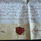 1710 MANUSCRIPT INDENTURE on VELLUM in ENGLISH w/ WAX SEALS antique 13 x 22.5"