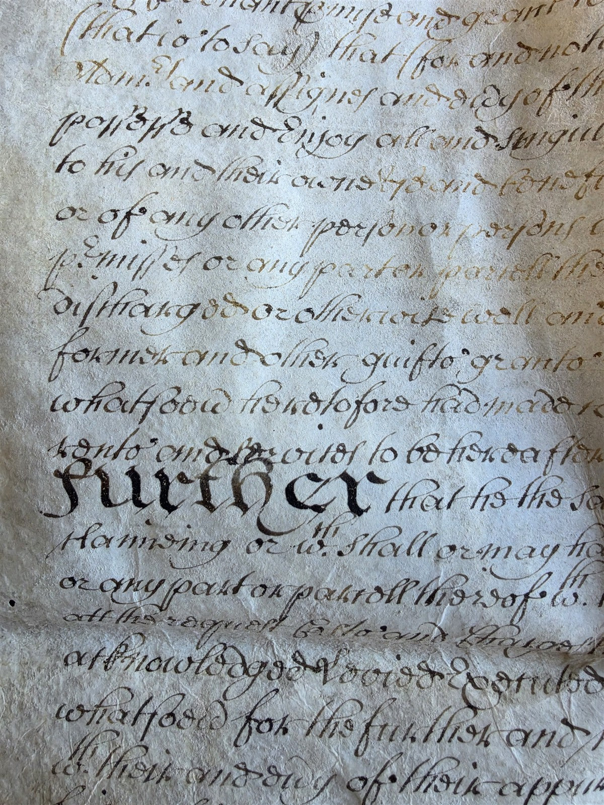 1688 MANUSCRIPT INDENTURE on VELLUM in ENGLISH antique 21 x 22.5"