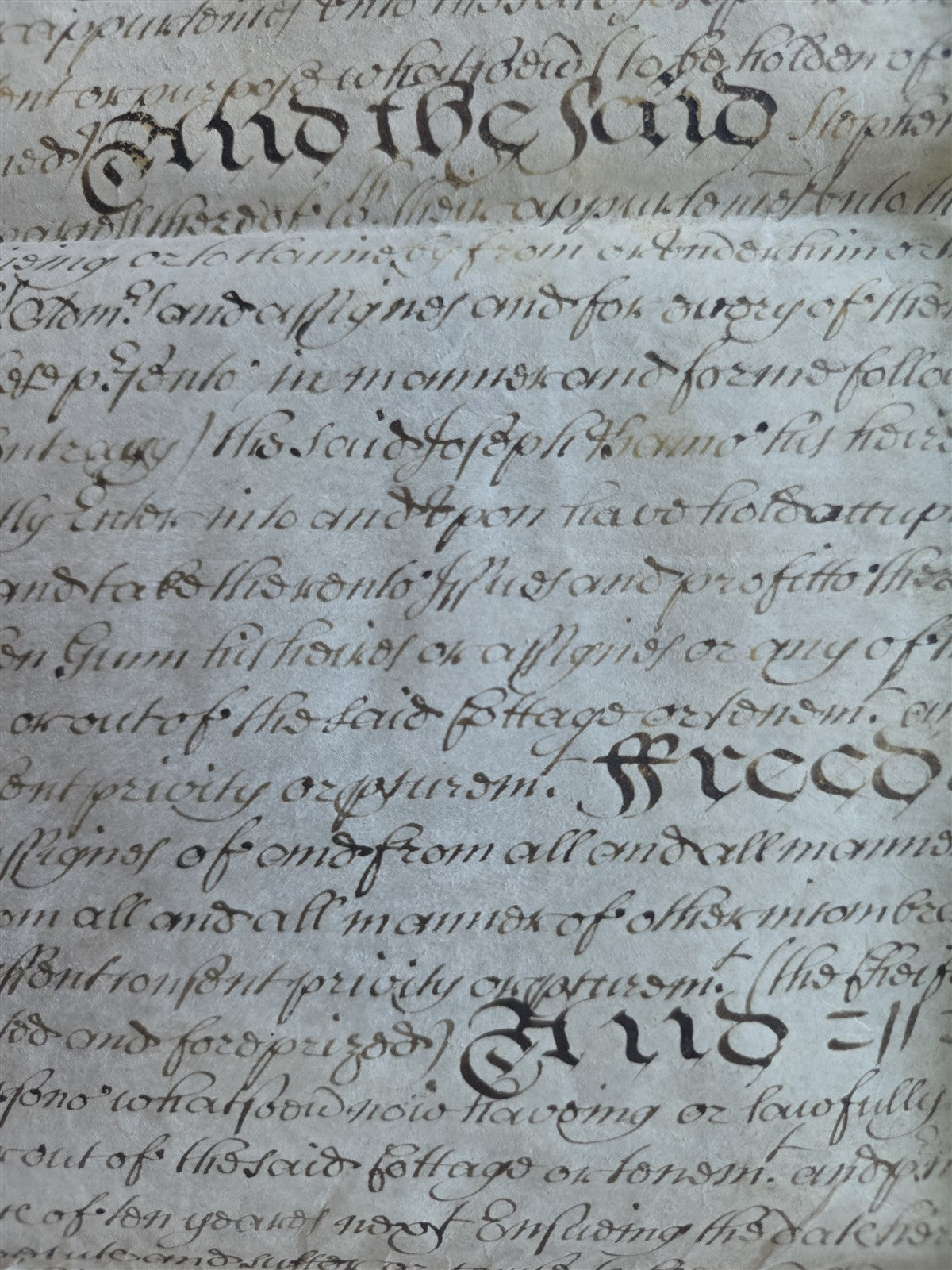 1688 MANUSCRIPT INDENTURE on VELLUM in ENGLISH antique 21 x 22.5"
