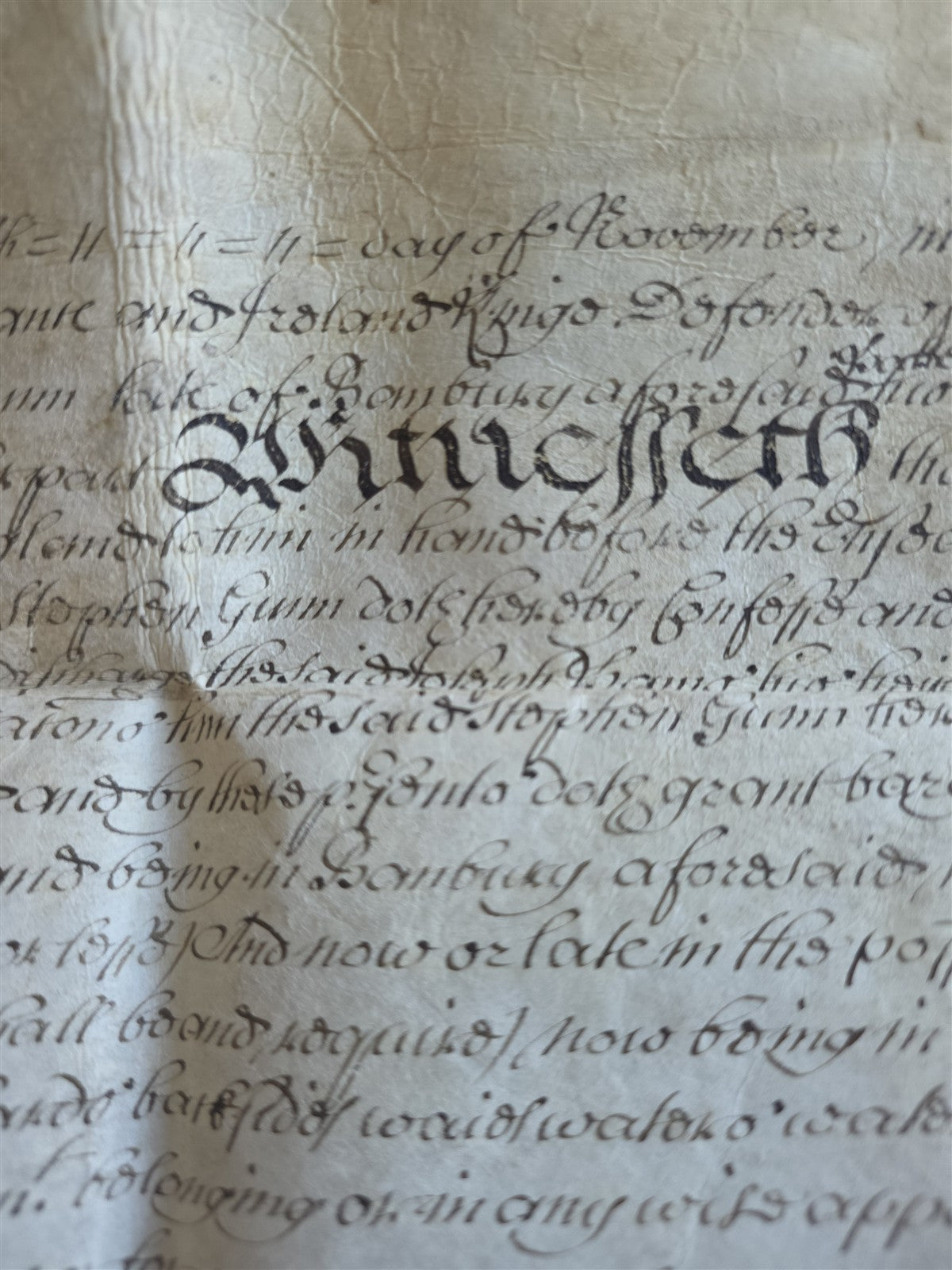 1688 MANUSCRIPT INDENTURE on VELLUM in ENGLISH antique 21 x 22.5"