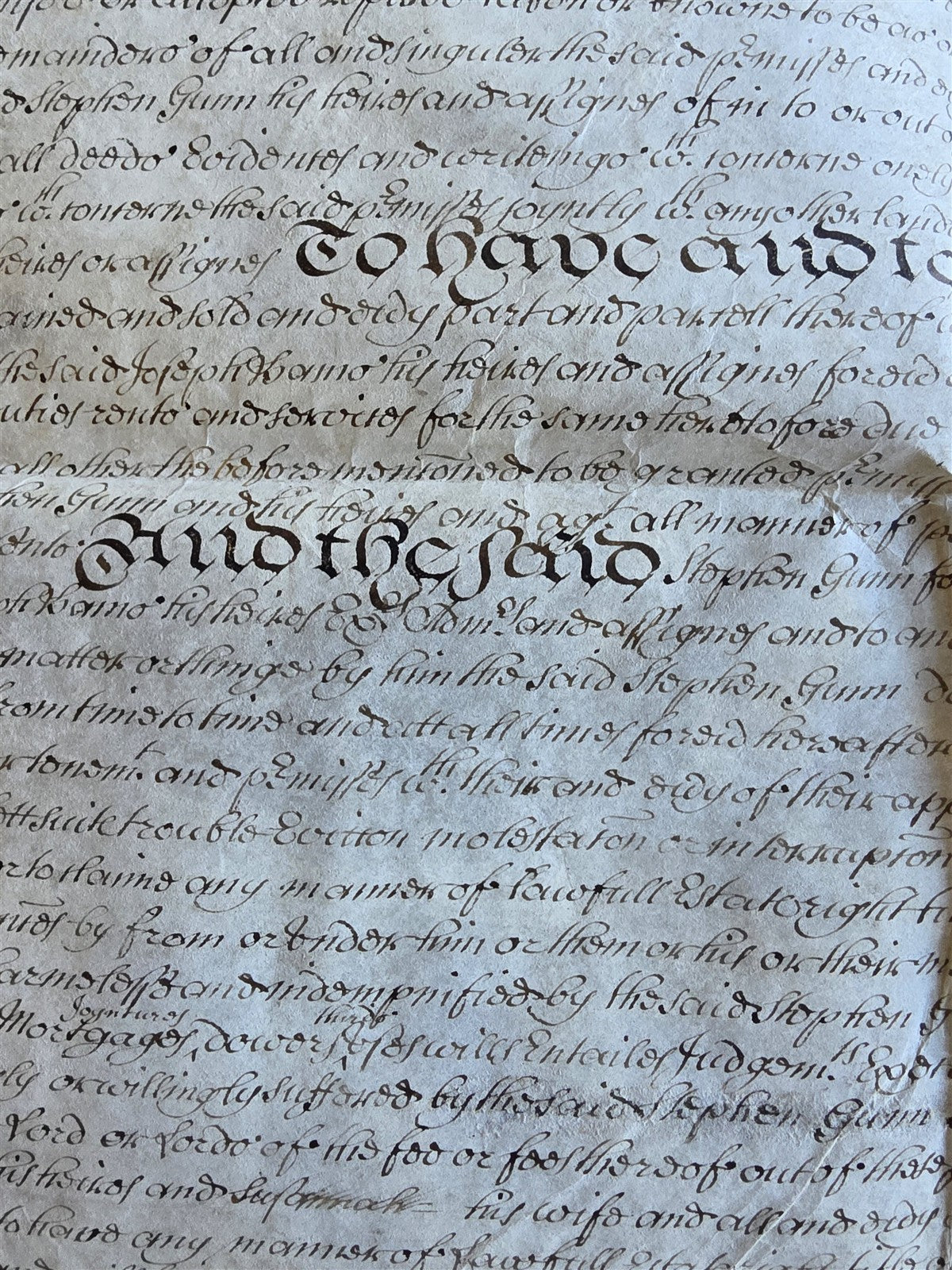 1688 MANUSCRIPT INDENTURE on VELLUM in ENGLISH antique 21 x 22.5"