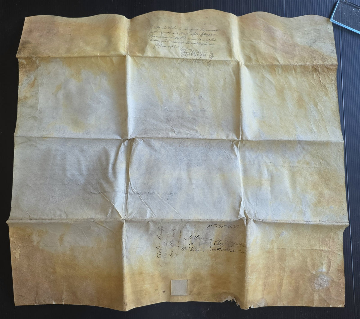 1688 MANUSCRIPT INDENTURE on VELLUM in ENGLISH antique 21 x 22.5"