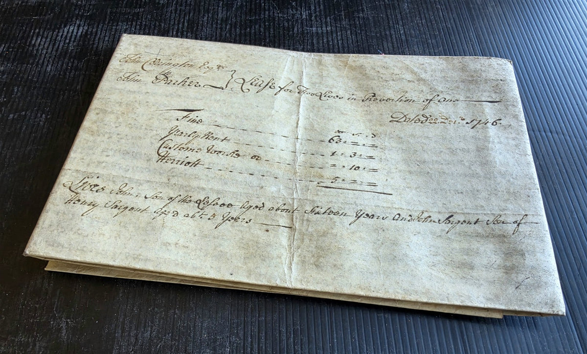 1746 MANUSCRIPT INDENTURE on VELLUM in ENGLISH antique 25 x 29"