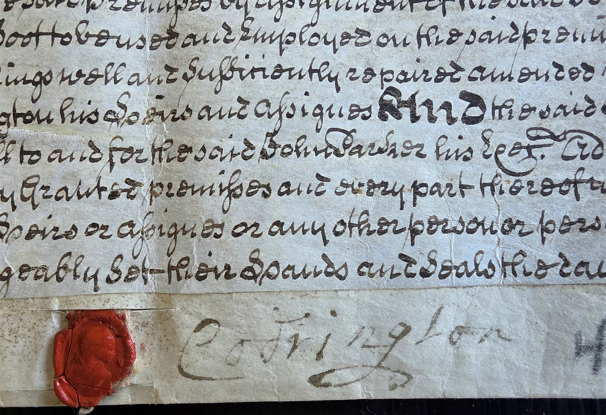 1746 MANUSCRIPT INDENTURE on VELLUM in ENGLISH antique 25 x 29"