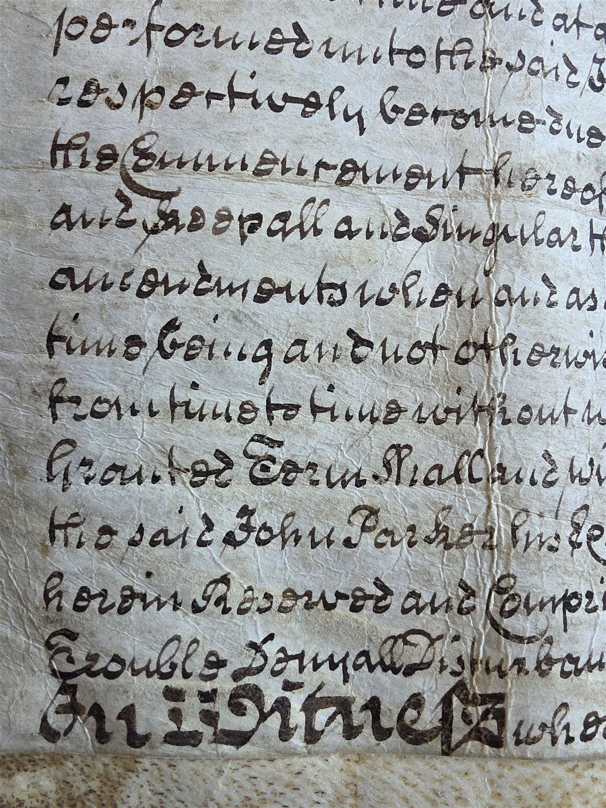1746 MANUSCRIPT INDENTURE on VELLUM in ENGLISH antique 25 x 29"