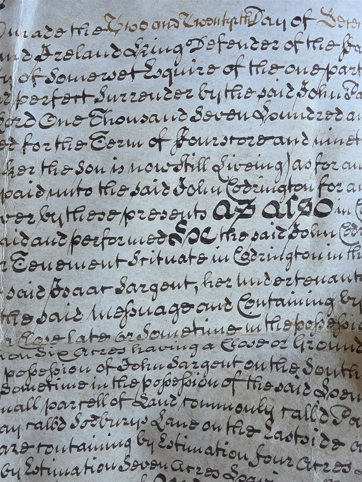 1746 MANUSCRIPT INDENTURE on VELLUM in ENGLISH antique 25 x 29"