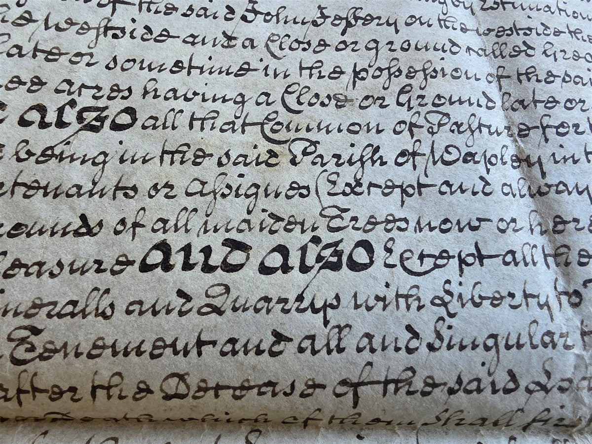 1746 MANUSCRIPT INDENTURE on VELLUM in ENGLISH antique 25 x 29"