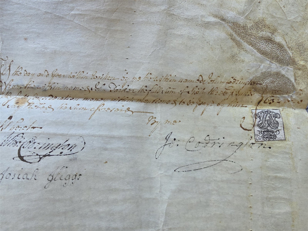 1746 MANUSCRIPT INDENTURE on VELLUM in ENGLISH antique 25 x 29"