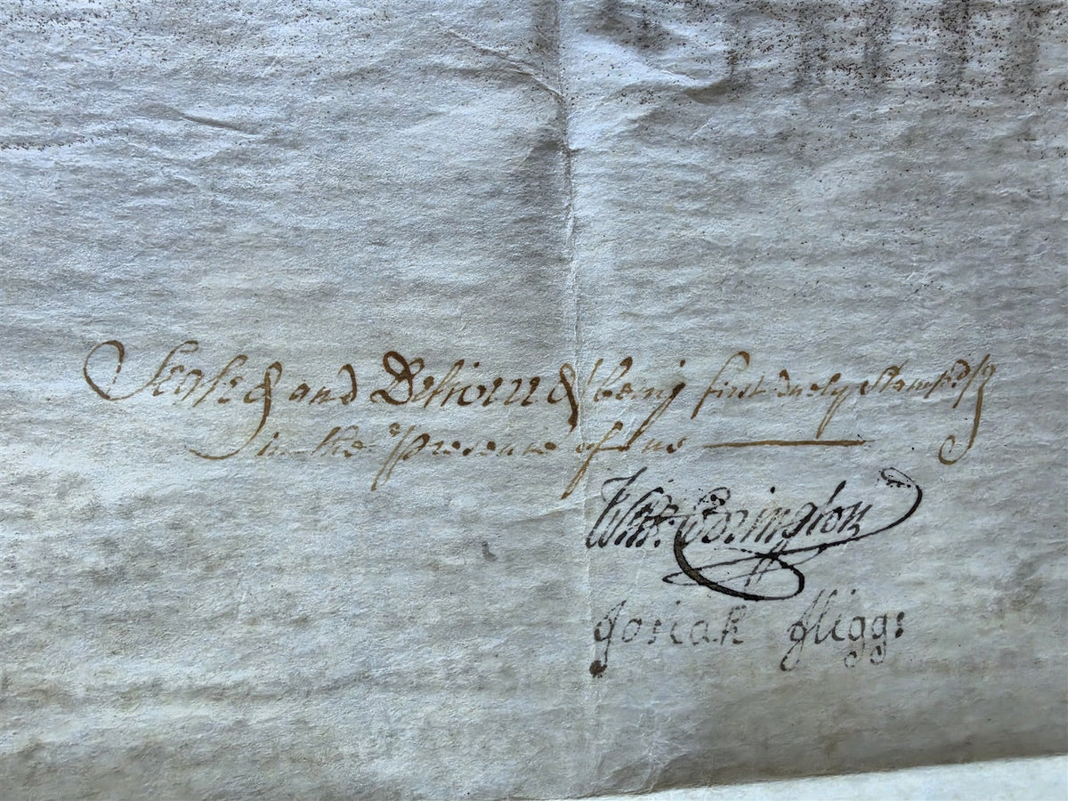 1746 MANUSCRIPT INDENTURE on VELLUM in ENGLISH antique 25 x 29"