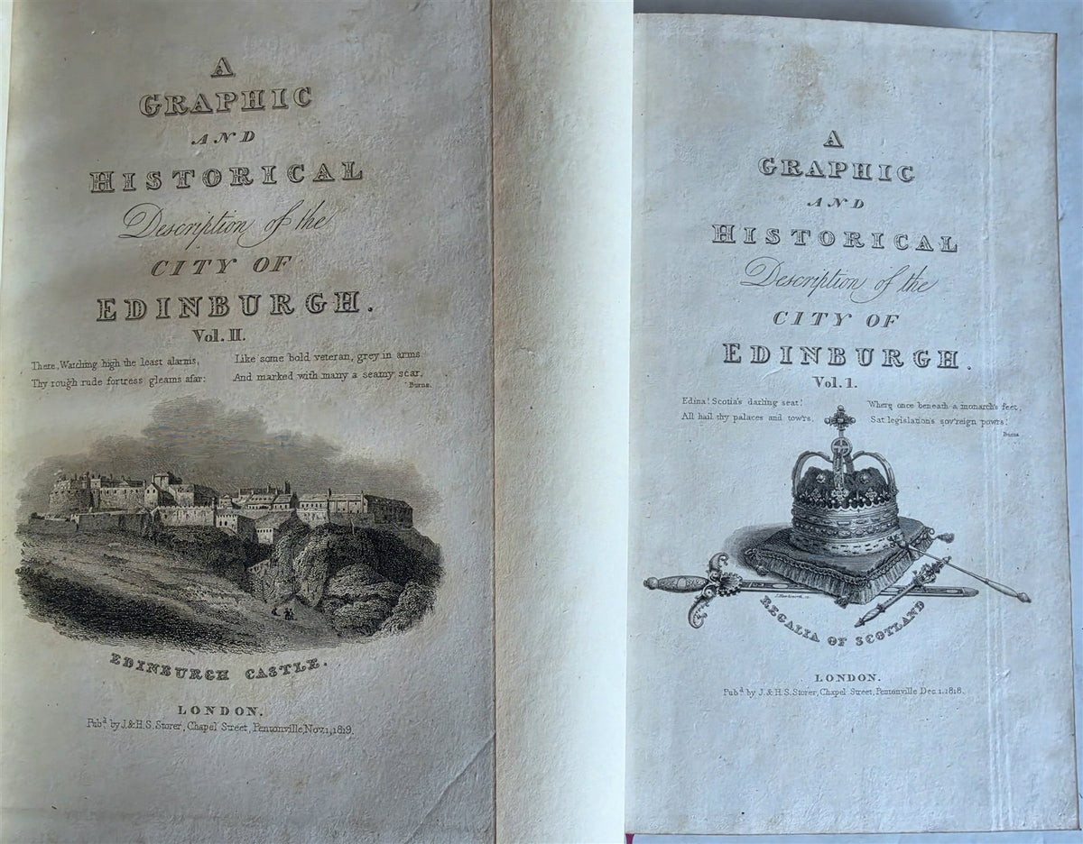 1820 VIEWS of EDINBURGH and its Vicinity antique ILLUSTRATED 2 VOLUMES