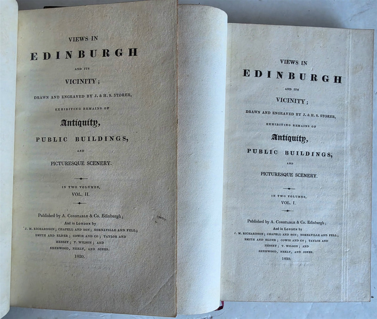 1820 VIEWS of EDINBURGH and its Vicinity antique ILLUSTRATED 2 VOLUMES