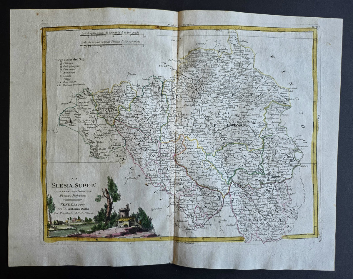 1782 MAP of POLAND & CZECHIA from ANTONIO ZATTA GEOGRAFI ATLAS antique SILESIA