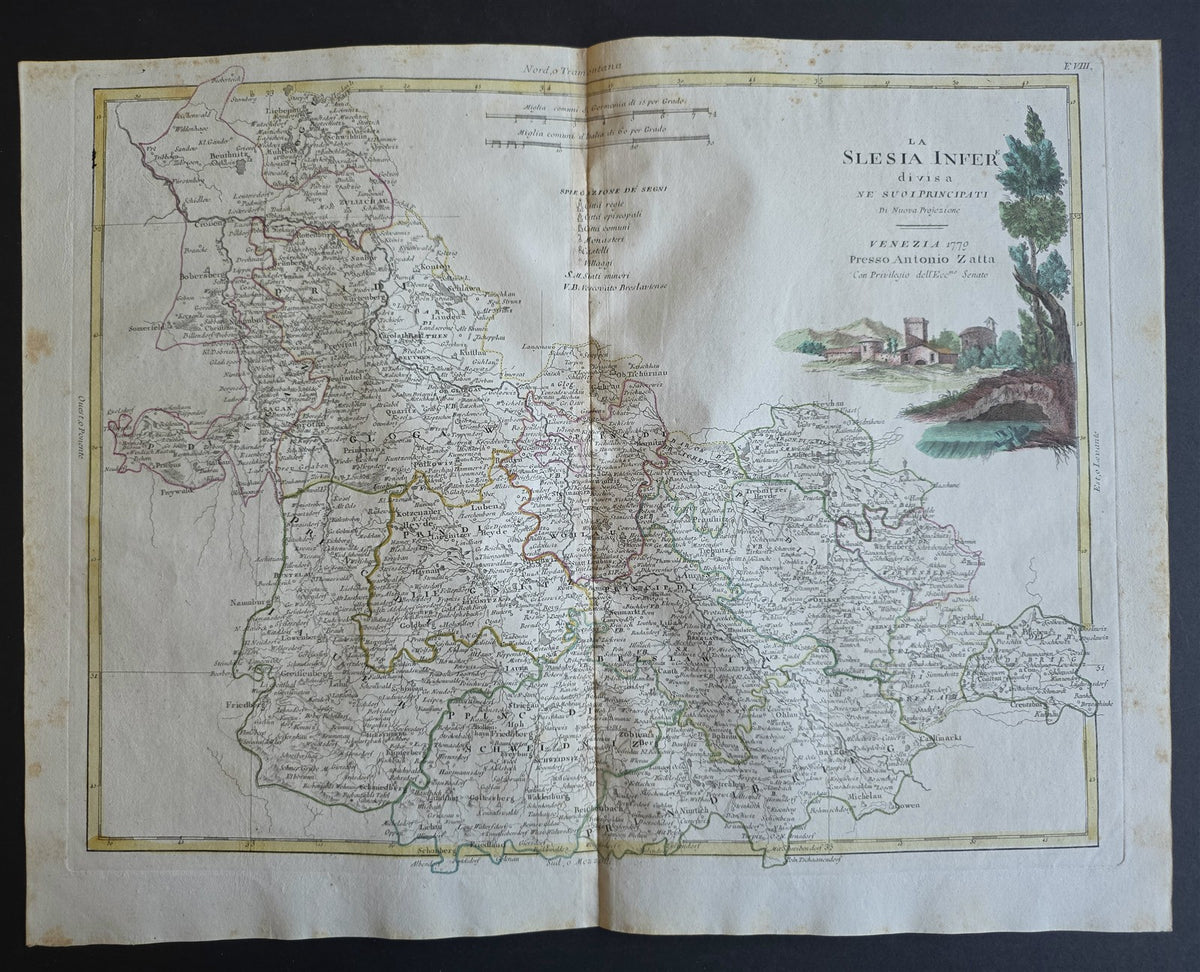 1782 MAP of POLAND CZECHIA - ANTONIO ZATTA GEOGRAFI ATLAS antique LOWER SILESIA