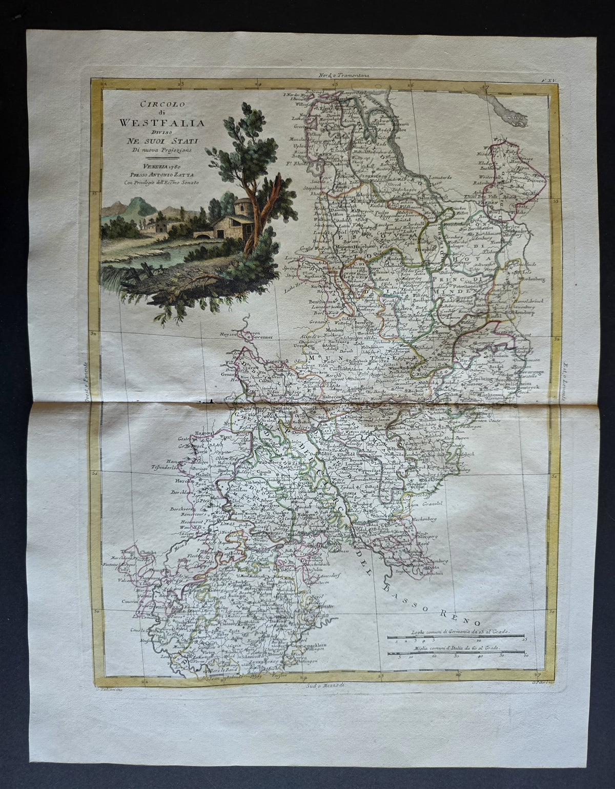 1782 MAP of GERMANY - ANTONIO ZATTA GEOGRAFI ATLAS antique WESTFALIA
