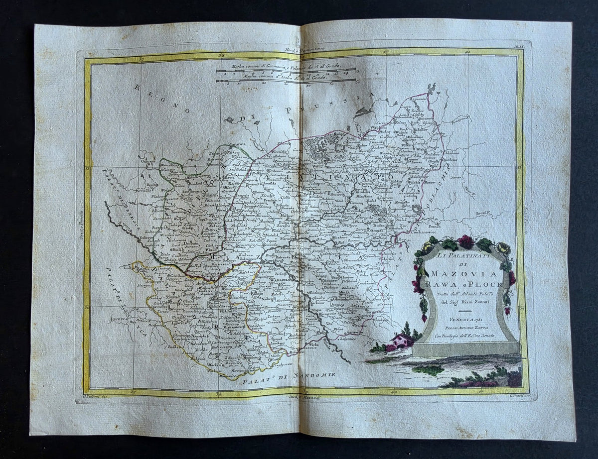 1782 MAP of POLAND from ANTONIO ZATTA GEOGRAFI ATLAS antique MAZOVIA RAWA PLOCK