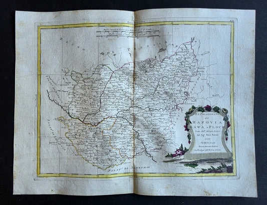 1782 MAP of POLAND from ANTONIO ZATTA GEOGRAFI ATLAS antique MAZOVIA RAWA PLOCK